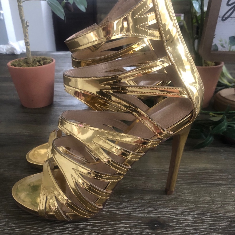 Gold Caged Heels